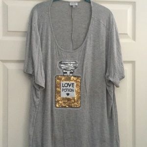 Love Potion Perfume Gray Shirt - Plus Sized 4X